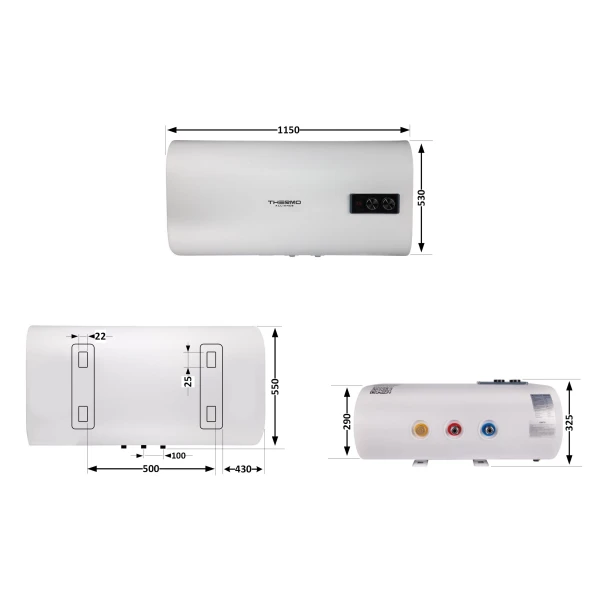 Бойлер Thermo Alliance 100 л плоский горизонтальний, мокрий ТЕН 2 кВт (0,8+1,2) - 1 фото