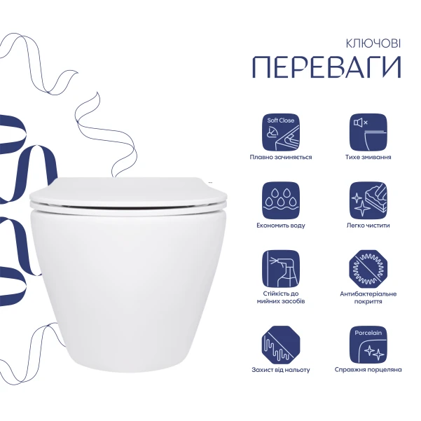 Унитаз подвесной Qtap Jay безободковый Ultra Quiet с сиденьем Soft-close QT07335177W - 2 фото
