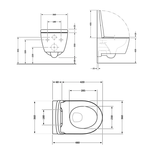 Унітаз підвісний Qtap Swan безободковий Ultra Quiet з сидінням Soft-close QT16335179W - 1 фото