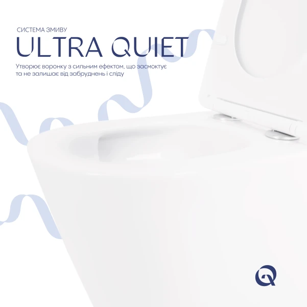 Унітаз підвісний Qtap Swan безободковий Ultra Quiet з сидінням Soft-close QT16335179W - 4 фото