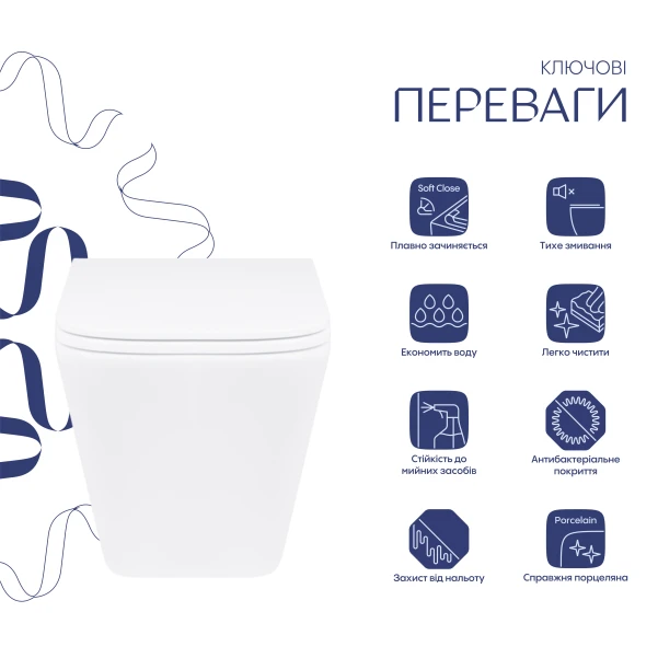 Унитаз подвесной Qtap Tern безободковый с сиденьем Soft-close QT1733052ERW - 2 фото