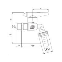 Кран шаровой для полива Icma 598 3/4"С (с антизамерзанием) ручка алюминиевая - 1 фото