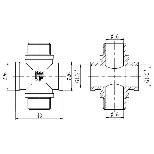 Крестовина SD Forte 1/2" ВН SF35515 - 1 фото