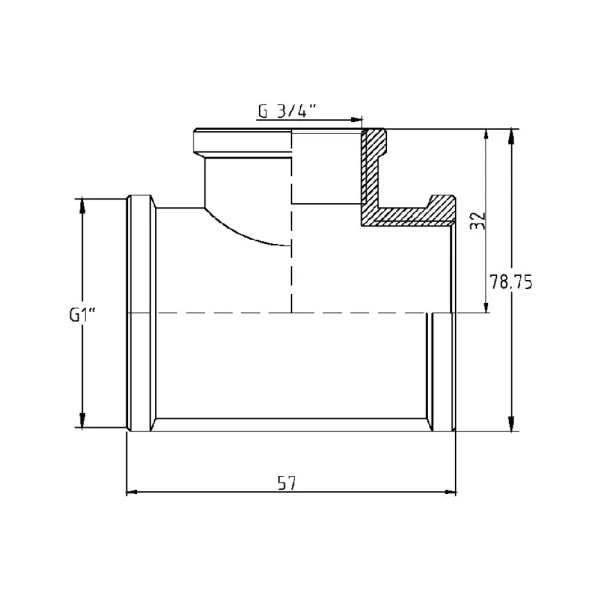 Тройник редукционный SD Forte 1"х3/4"х1" ВВ SF362252025 - 1 фото