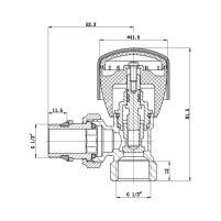 Кран радіаторний Thermo Alliance Standart Powerful 1/2" з антипротіканням кутовий SF232W15 - 1 фото