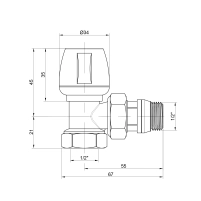 Кран радиаторный Icma 1/2" с антипротечкой угловой №803+940 - 1 фото