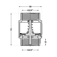 Зворотний клапан Thermo Alliance Standart 3/4"ВВ із латунним штоком TAS240W20 - 1 фото