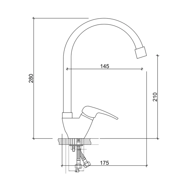 Змішувач для кухн 36W 007, White (k35) BRIN36W007 Brinex - 1 фото