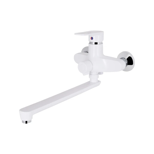Змішувач для ванни 35W 005, Chrome/White (k35) з довгим поворотним виливом BRIN35W005 Brinex - 2 фото