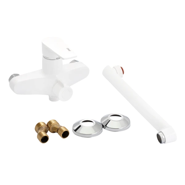 Змішувач для ванни 35W 005, Chrome/White (k35) з довгим поворотним виливом BRIN35W005 Brinex - 5 фото