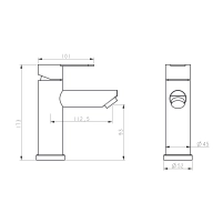 Змішувач для раковини низький Pure 001F, Graphite (k35) BRIPUR001FGRP Brinex - 1 фото