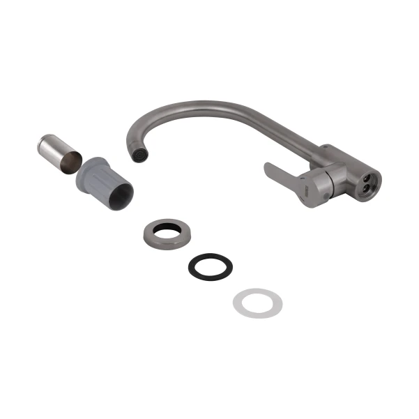 Змішувач для кухні Pure 015F, Nickel (k35) Brinex - 4 фото