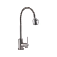Змішувач для кухні Brinex Pure 015F41 з гнучким виливом Nickel