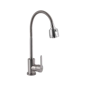 Змішувач для кухні Brinex Pure 015F41 з гнучким виливом Nickel