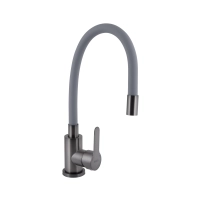 Змішувач для кухні Brinex Pure 015F3 з гнучким виливом Graphite/Grey