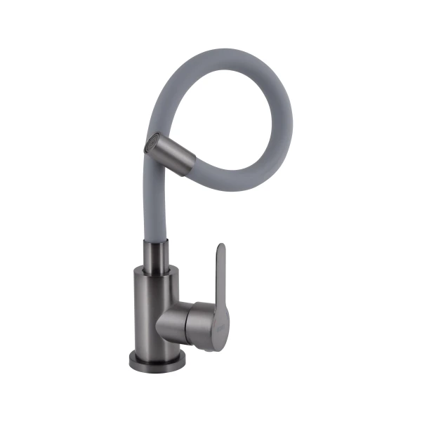 Змішувач для кухні Pure 015F3, Graphite/Grey (k35) з гнучким виливом BRIPUR015F3GRG Brinex - 2 фото