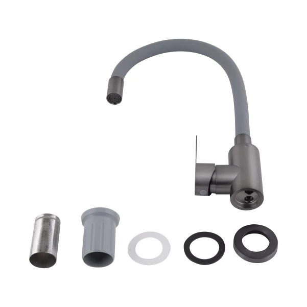 Змішувач для кухні Pure 015F3, Graphite/Grey (k35) з гнучким виливом BRIPUR015F3GRG Brinex - 3 фото
