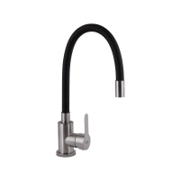Змішувач для кухні Pure 015F3, Nickel/Black (k35) з гнучким виливом BRIPUR015F3NKB Brinex