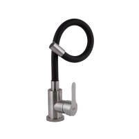 Змішувач для кухні Brinex Pure 015F3 з гнучким виливом Nickel/Black - 2 фото