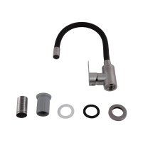 Змішувач для кухні Brinex Pure 015F3 з гнучким виливом Nickel/Black - 3 фото