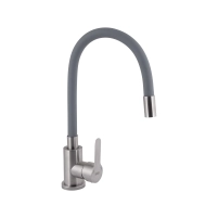 Змішувач для кухні Brinex Pure 015F3 з гнучким виливом Nickel/Grey