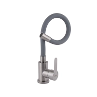 Змішувач для кухні Brinex Pure 015F3 з гнучким виливом Nickel/Grey - 2 фото