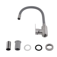 Змішувач для кухні Brinex Pure 015F3 з гнучким виливом Nickel/Grey - 3 фото