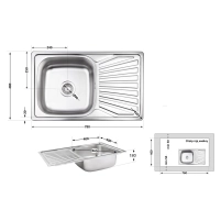 Кухонна мийка Brinex 7848 0,8 мм Satin - 1 фото