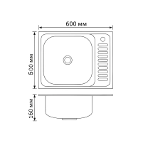 Мийка для кухні накладна 6050-L, Satin 0,6 мм BRIN6050LSAT06 Brinex - 1 фото