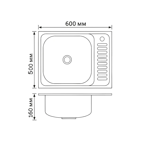 Мийка для кухні накладна 6050-L, Satin 0,6 мм BRIN6050LSAT06 Brinex - 1 фото