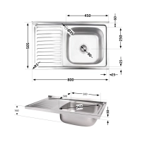 Кухонна мийка Brinex 5080-R 0,8 мм Satin - 1 фото
