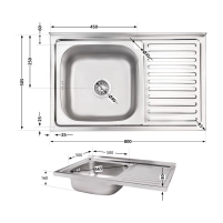 Кухонна мийка Brinex 5080-L 0,8 мм Satin - 1 фото