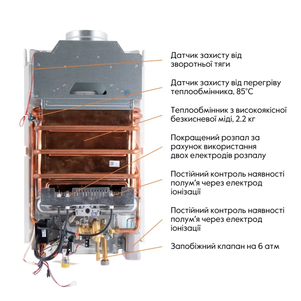 Колонка газова димохідна Thermo Alliance JSD20-10QB 10 л EURO - 7 фото