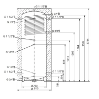 Теплоакумулятор Thermo Alliance TAI-10 750 з теплообмінником 1,4 кв. м з ізоляцією 60 мм - 1 фото