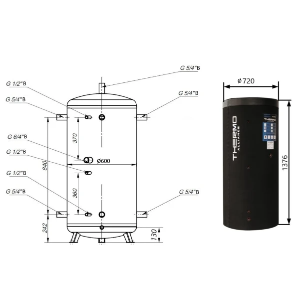 Теплоакумулятор Thermo Alliance TA-ТАМ-00 350 з ізоляцією 60 мм - 1 фото