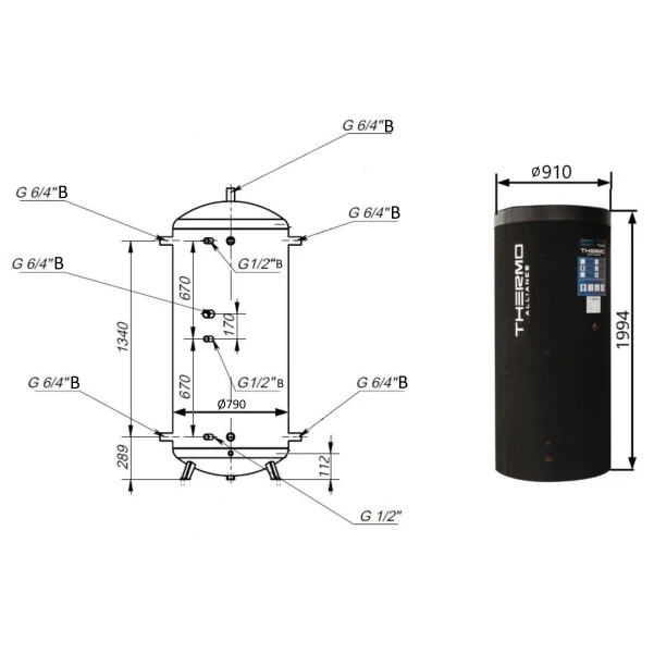 Теплоаккумулятор Thermo Alliance TA-ТАМ-00 1000 с изоляцией 60 мм - 1 фото