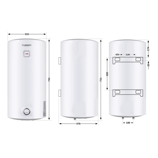 Водонагреватель электрический Thermo Alliance 50 л SLIM вертикальный, мокрый ТЭН 1,5 кВт D50V15Q1 - 1 фото