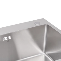 Мойка для кухни с двумя чашами интегрированная Lidz Handmade H7843 (LDH7843BRU35387) Brushed Steel 3,0/1,0 мм - 5 фото