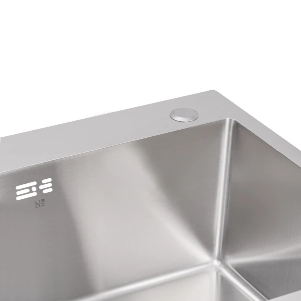 Мойка для кухни с двумя чашами интегрированная Lidz Handmade H7843 (LDH7843BRU35387) Brushed Steel 3,0/1,0 мм - 5 фото