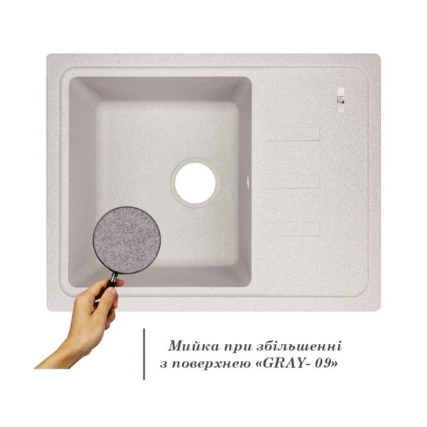Кухонная мойка Lidz 620x435/200 GRA-09 (LIDZGRA09620435200) - 2 фото