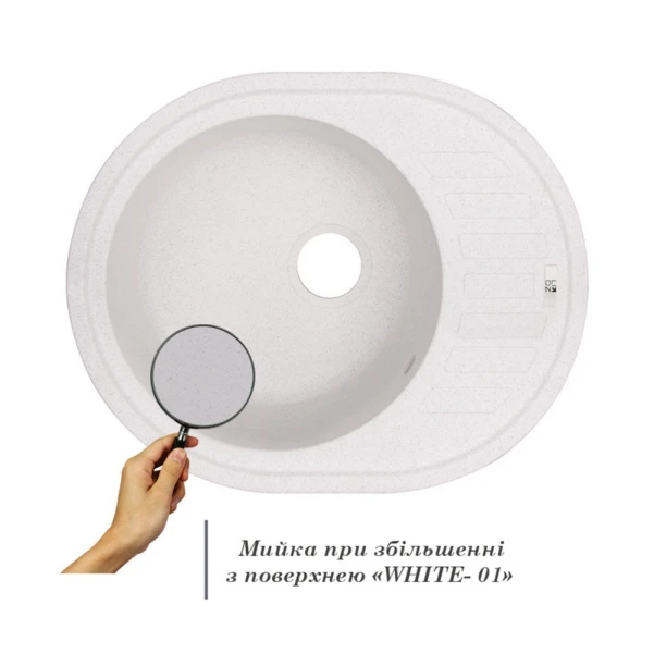 Кухонна мийка Lidz 620x500/200 WHI-01 (LIDZWHI01615500200) - 2 фото