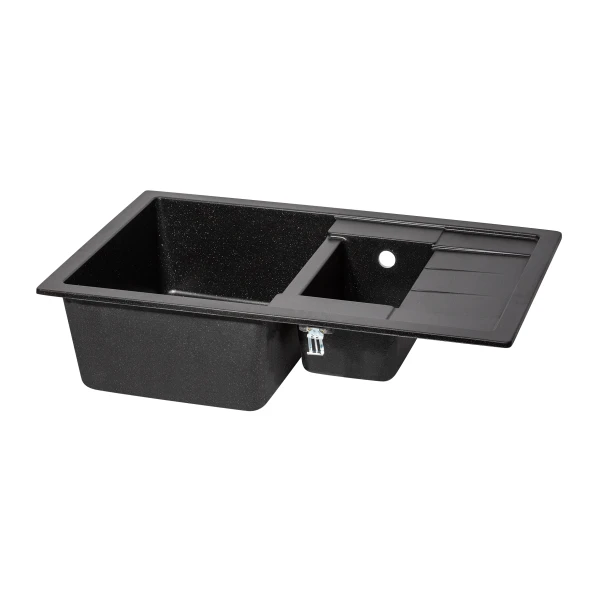 Кухонная мойка с дополнительной чашей Lidz 780x495/200 BLA-03 (LIDZBLA03780495200) - 3 фото