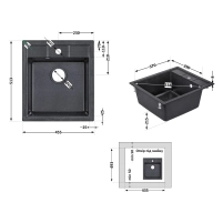 Кухонная мойка Lidz 460х515/200 BLA-03 (LIDZBLA03460515200) - 1 фото