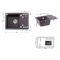 Кухонная мойка Lidz 620x435/200 GRF-13 (LIDZGRF13620435200) - 1 фото