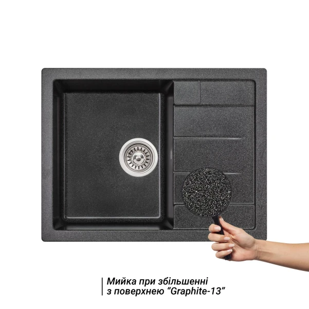 Кухонна мийка Lidz 650x500/200 GRF-13 (LIDZGRF13650500200) - 2 фото