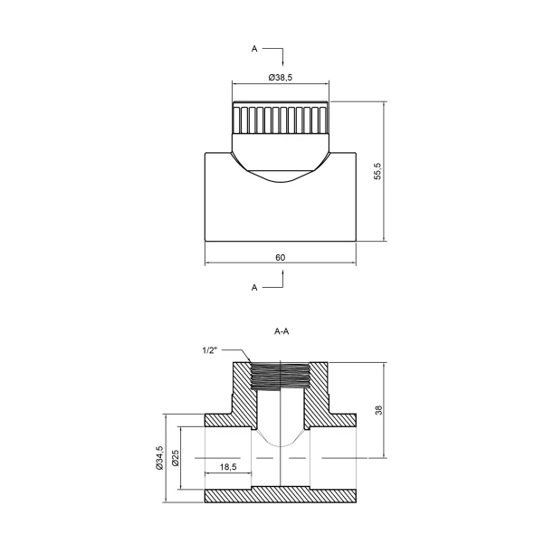 Тройник PPR Thermo Alliance 25х1/2"х25 ВР - 1 фото
