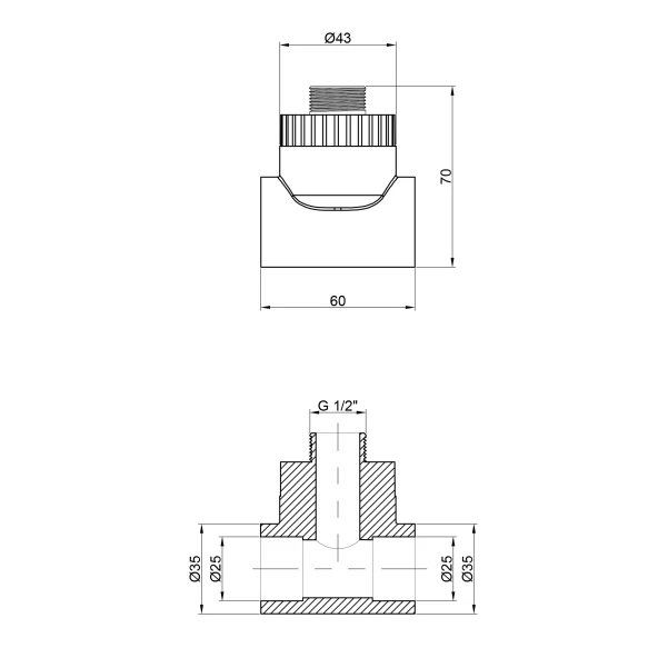 Тройник PPR Thermo Alliance 25х1/2"х25 НР - 1 фото