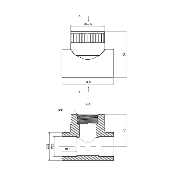 Тройник PPR Thermo Alliance 25х3/4"х25 ВР - 1 фото