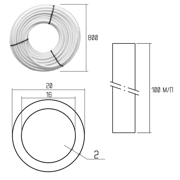 Труба PE-AL-PERT Icma 20х2 мм, 100 м №P199/197 - 1 фото