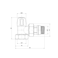 Кран радиаторный Icma 3/4" с антипротечкой угловой без ручки №805+940 - 1 фото